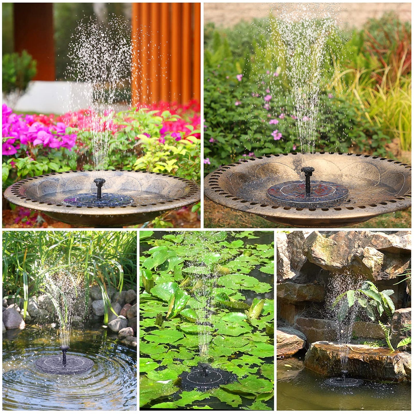 AISITIN bird bath with 2.5W solar fountain, feeding place, garden/balcony decoration, bird bath feeding station for balcony terrace garden decor bird bath bronze plastic.