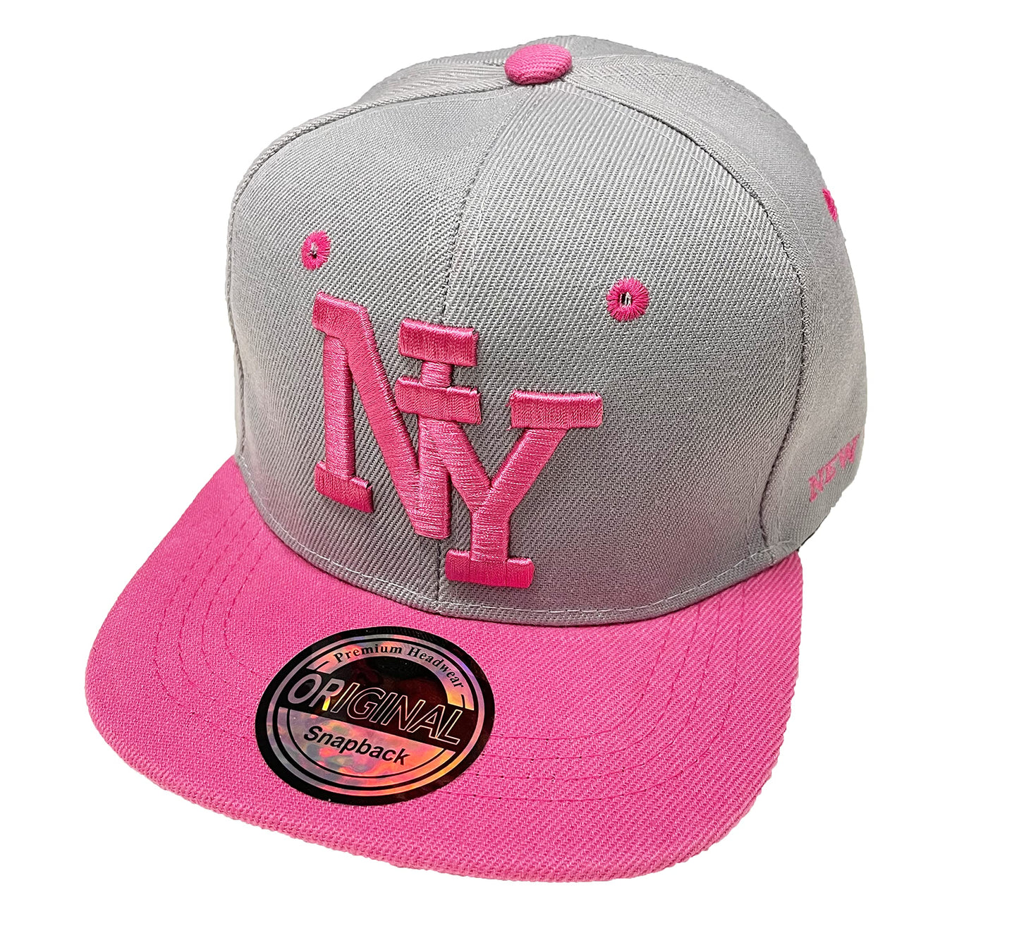 J26 Kids Snapback USA Cap Teen Cap Basecap Trucker Hat NY (Pink Grey)