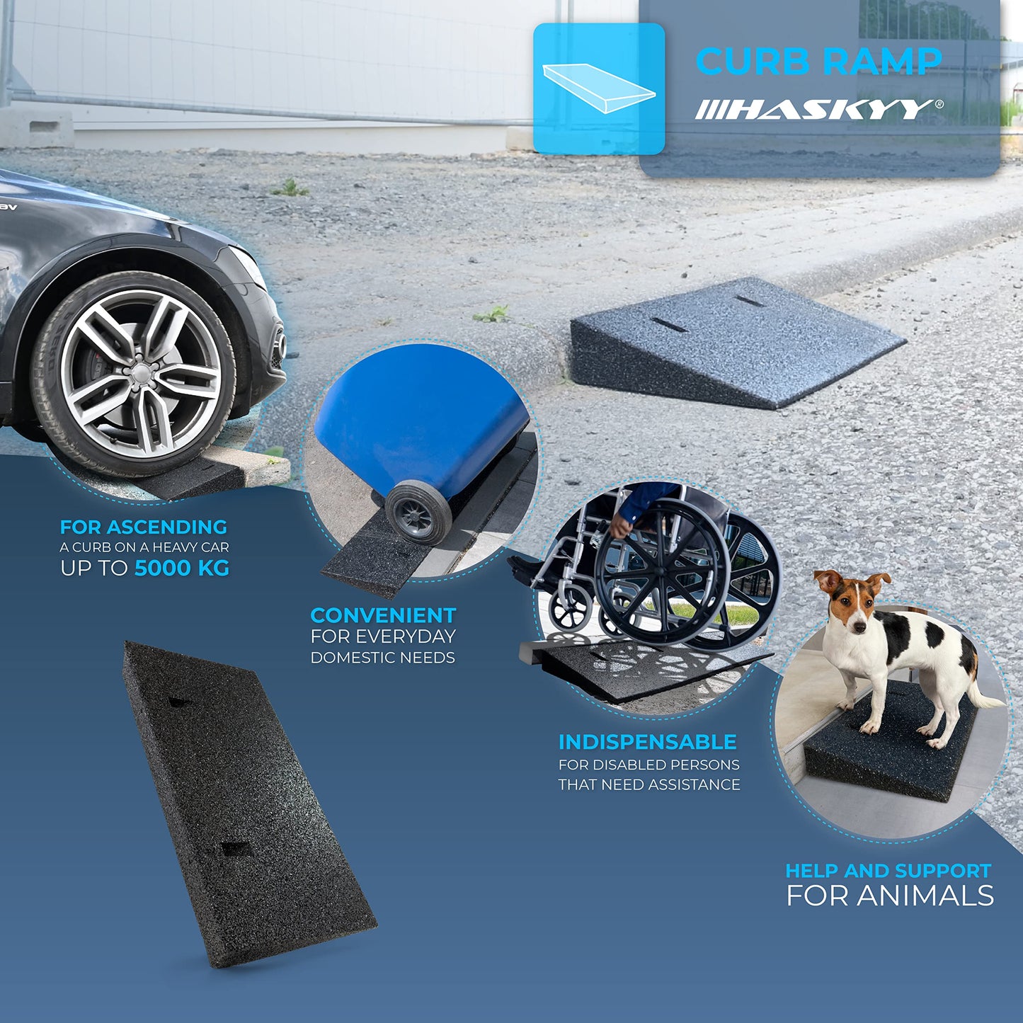 Curb ramp rubber black I Width: 50 cm I Height: 70 mm I Ramp rubber wedge wheelchair ramp access ramp access wedge driveway ramp door threshold ramp car ramp