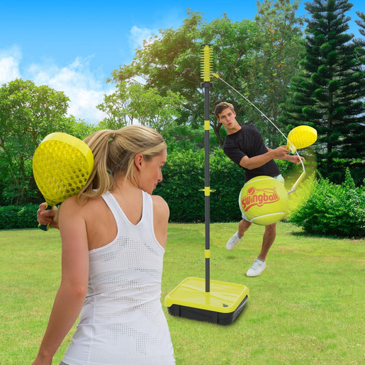 Swingball PRO Set for all surfaces, the ultimate game for ages 6 and up to adults, real tennis ball and 2 power racquets, adjustable height up to 1.8 meters.