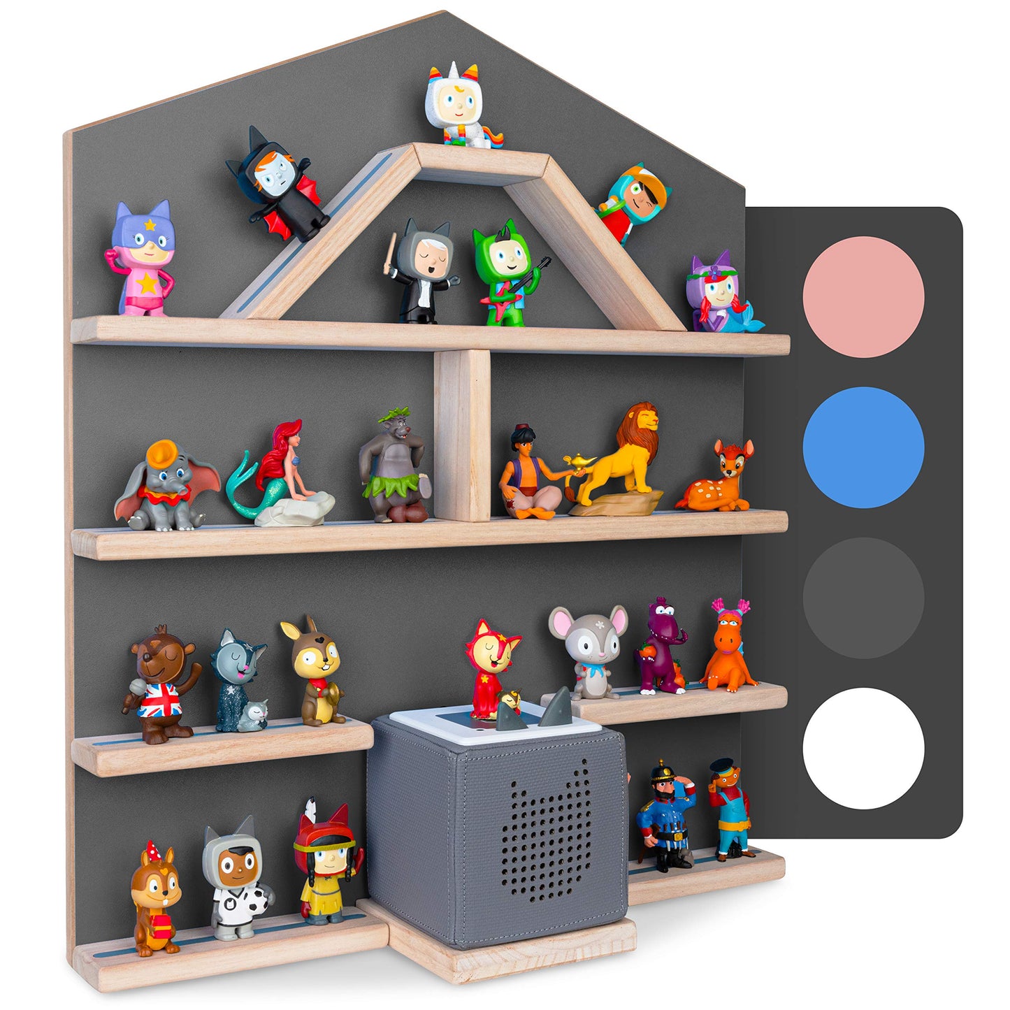 Little Moonshine shelf for Tonie Box and Tonies THE ORIGINAL - holds up to 52 Tonies - Magnetic wall shelf - 4 colors to match the Toniebox (Gray)