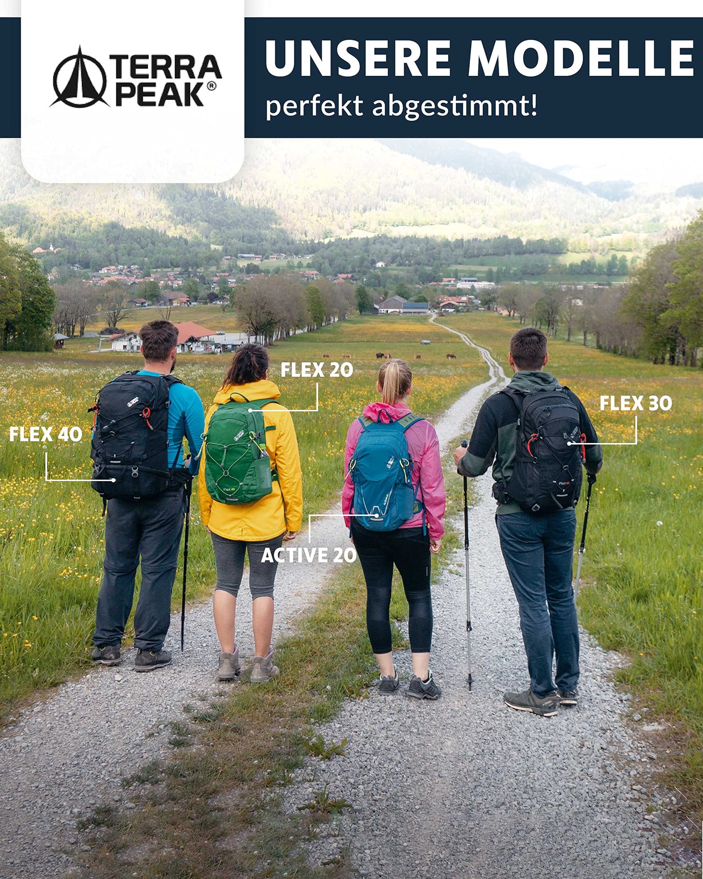 Terra Peak hiking backpack 20L for men and women in green - small and waterproof, perfect for trekking, biking, and outdoor sports. Includes hydration system and hip belt for travel and hiking adventures.