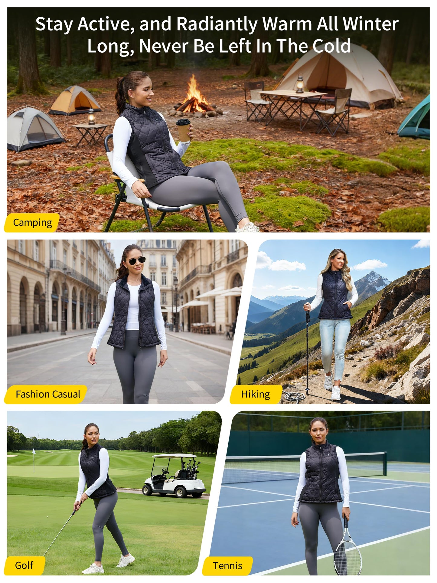 Kintiwe Women's Heated Vest, Heated Vest with 16000mAh Power Bank, Heated Jacket with 6 Heating Zones.