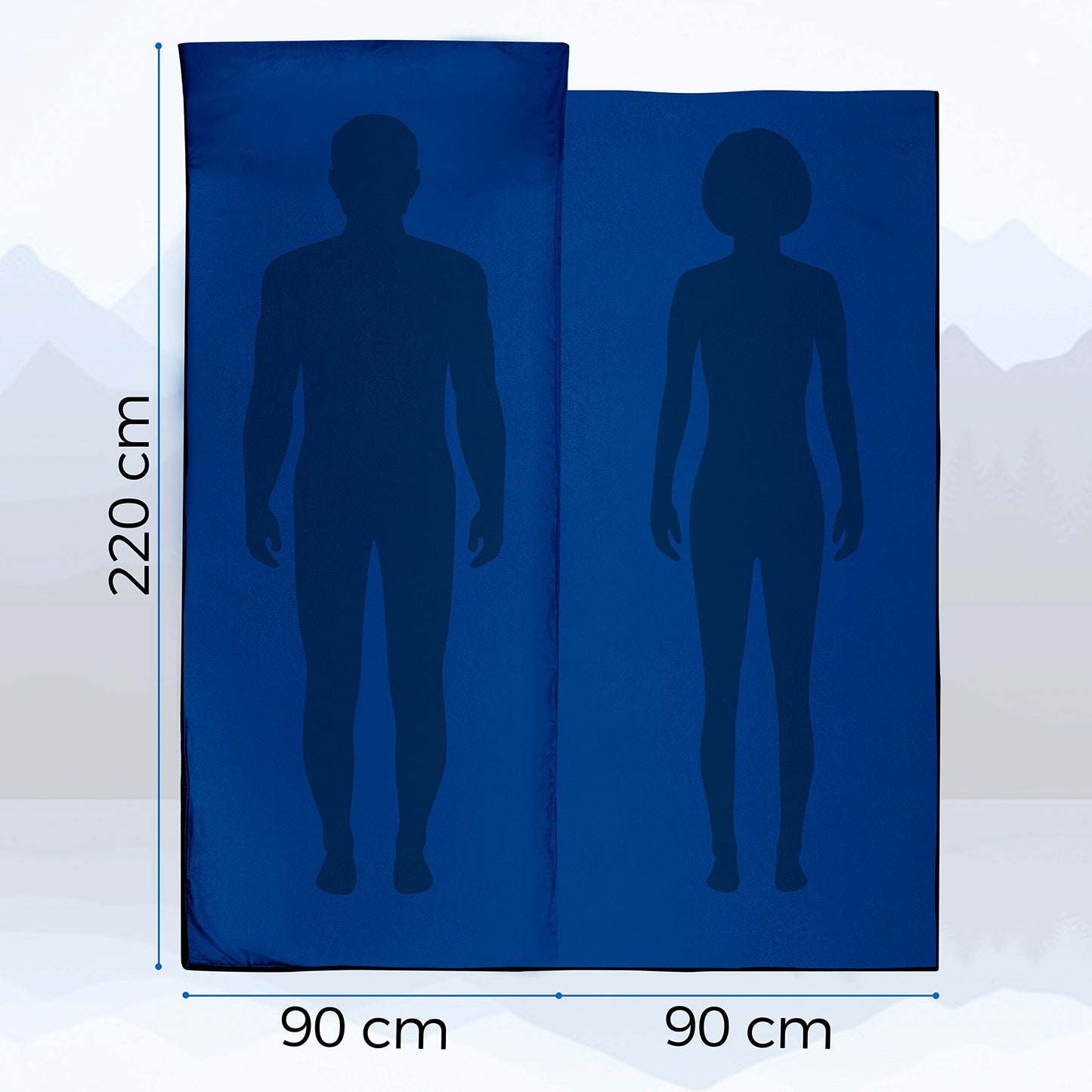MIQIO® 2in1 cotton sleeping bag with full-length zipper (connectable): Lightweight comfort travel bag and XL travel blanket in one - summer sleeping bag with a liner (red, left)