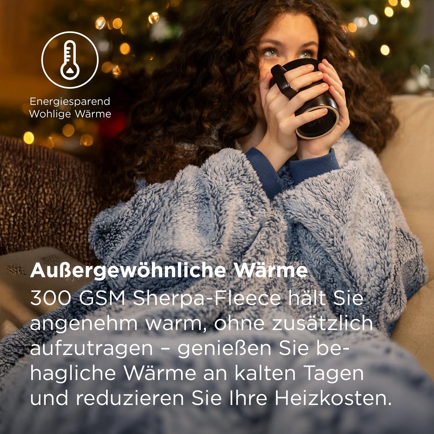 BEDSURE Hoodie Blanket with Sleeves - Sherpa Snuggle Blanket with Sleeves Sweatshirt Wearable Blanket Hoodie as Gifts for Women, Blue