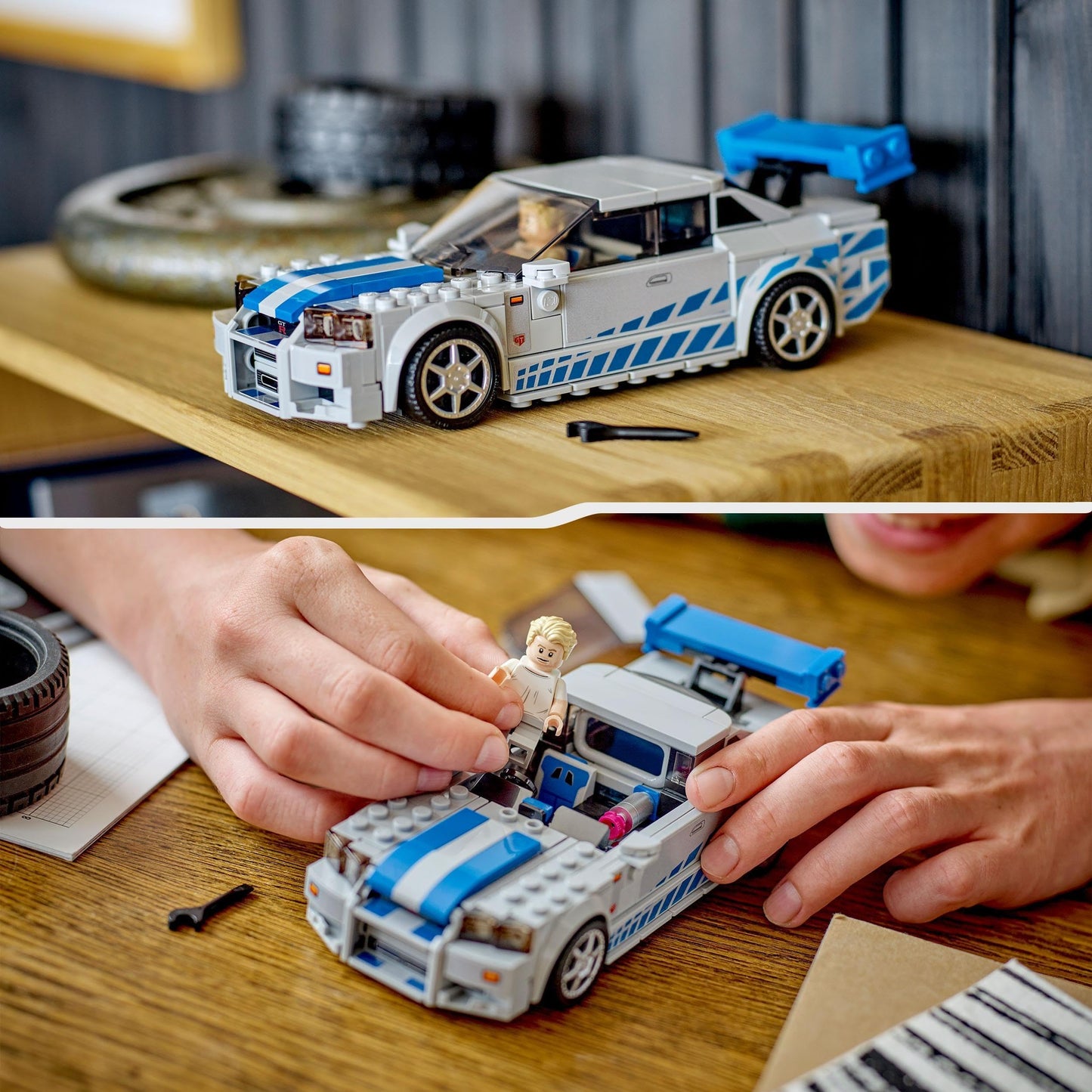 LEGO Speed Champions 2 Fast 2 Furious Nissan Skyline GT-R (R34) Racing Car Building Toy, 2023 Model Car Kit with Brian O'Conner Figure 76917