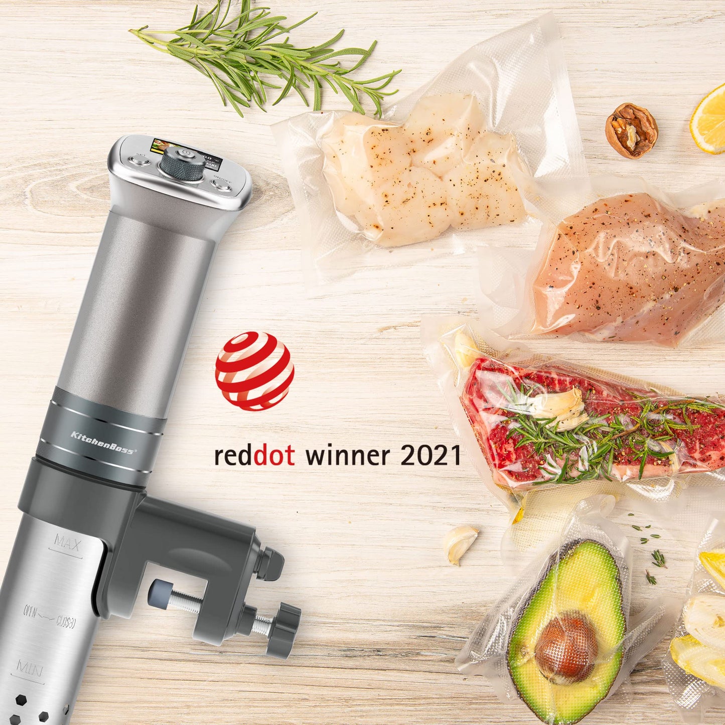 KitchenBoss Sous Vide Precision Cooker-Low Temperature: Cooker for kitchen with low temperature, 1100W, IPX7 waterproof, low temperature.