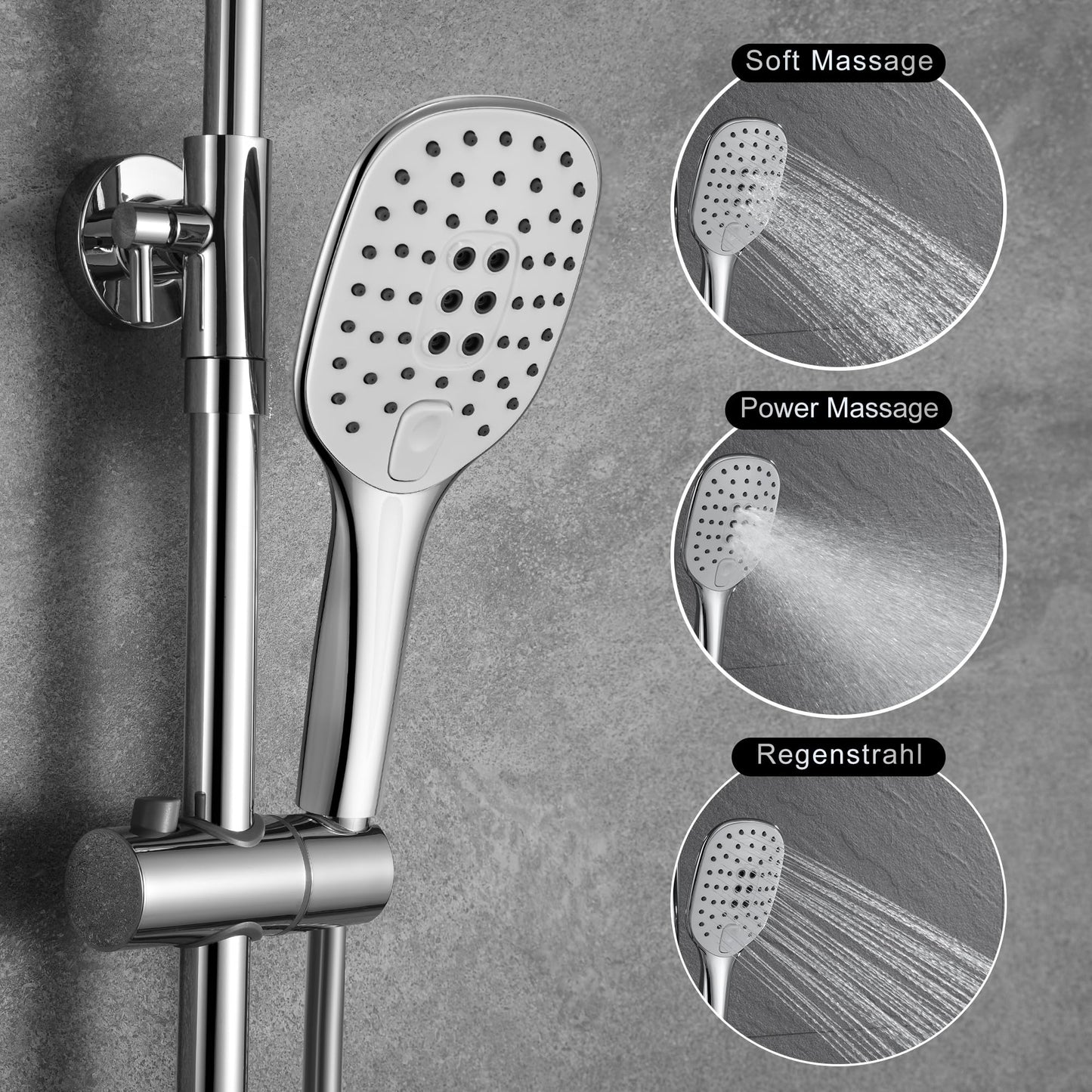 JOHO Thermostat Shower Set Shower System Rain Shower Shower Set Shower Mixer with 304 Stainless Steel Shower Head (Square 30x30cm)