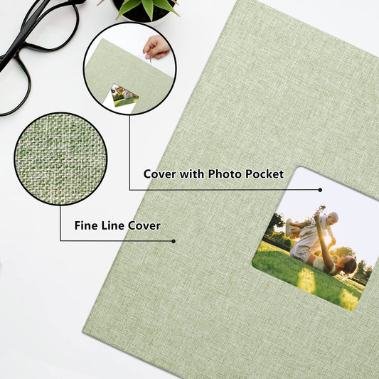 Yopih self-adhesive 4x6 photo album for self-customization, large linen album with 60 white pages, perfect for weddings, anniversaries, birthdays. Comes with a pen, 13x13in.