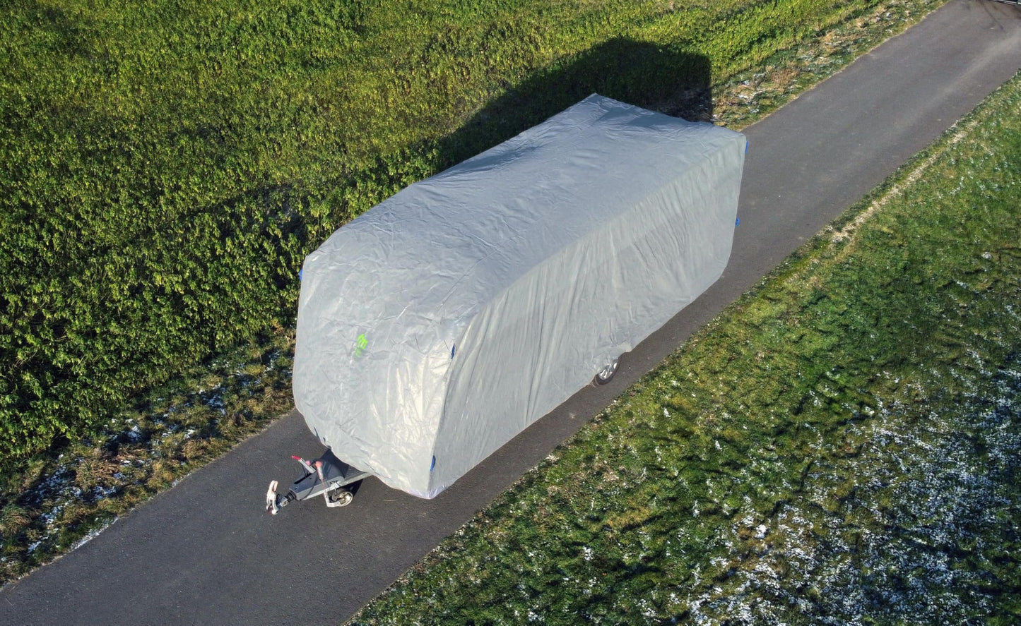 GreenYard® cover for caravans or motorhomes camping cover | Protection against dust and moisture | water repellent and breathable | durable (XXL 730 x 250 x 220 cm)
