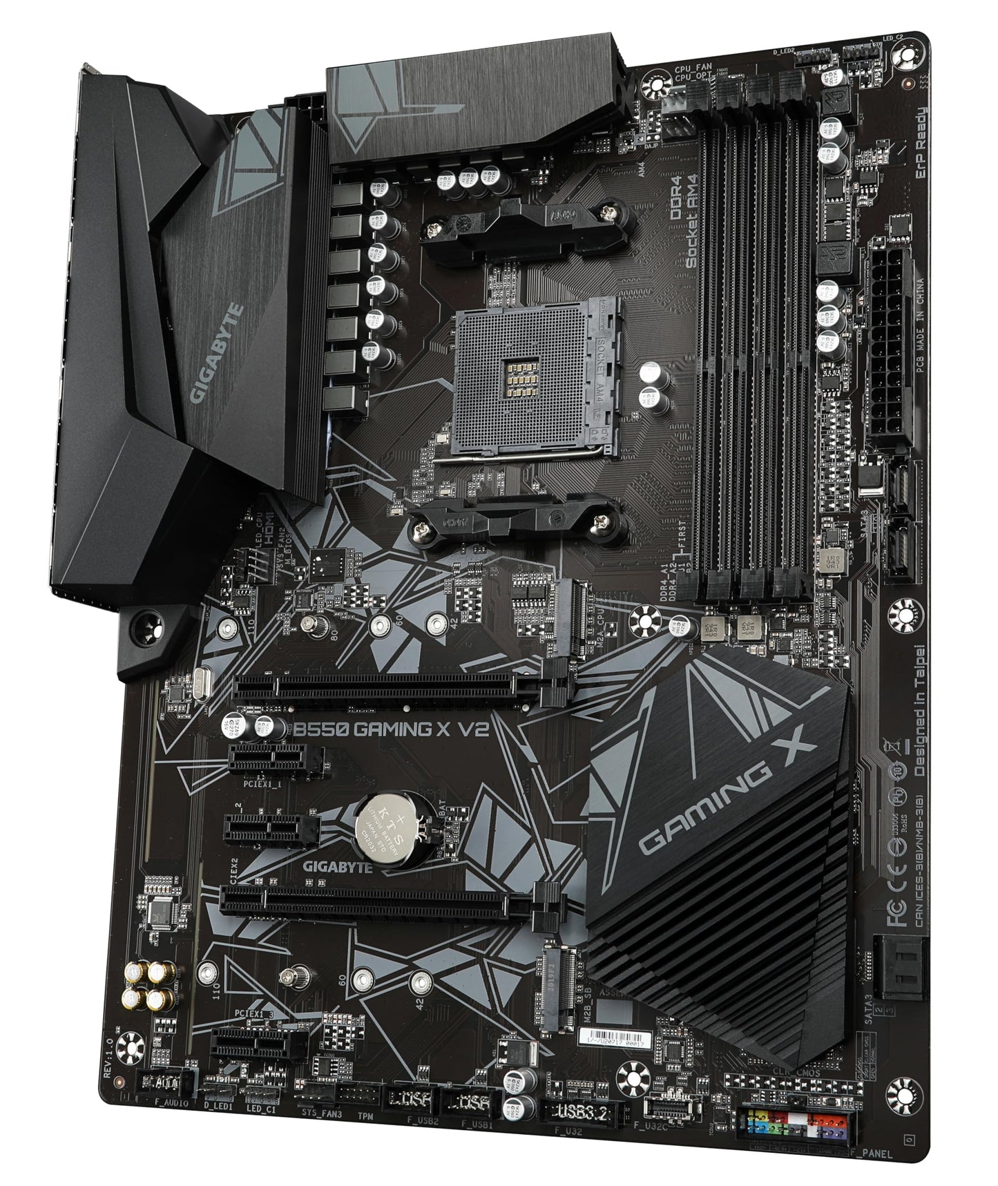 GIGABYTE B550 Gaming X V2 Motherboard - AMD Ryzen 5000 CPUs, 10+3 phase VRM, up to 4733 MHz DDR4, 1xPCIe 4.0 + 1xPCIe 3.0 M.2, 1GbE LAN, USB 3.2 Gen 2.