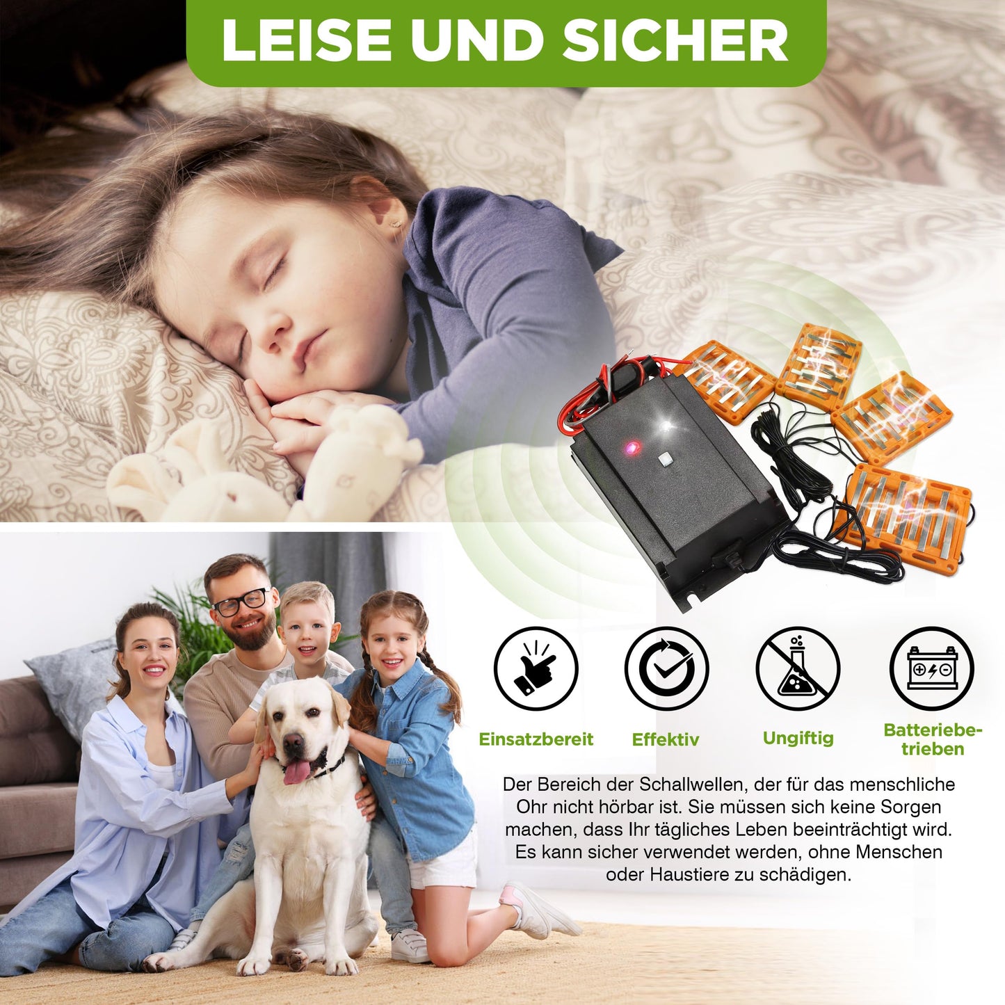 ISOTRONIC 3in1 Mole Repellent Flash | with high voltage, flash function, high-frequency ultrasound | Mole-Free Car vehicle connection car battery | Mole Shock Mole Scarecrow Mole-Free Mole Protection