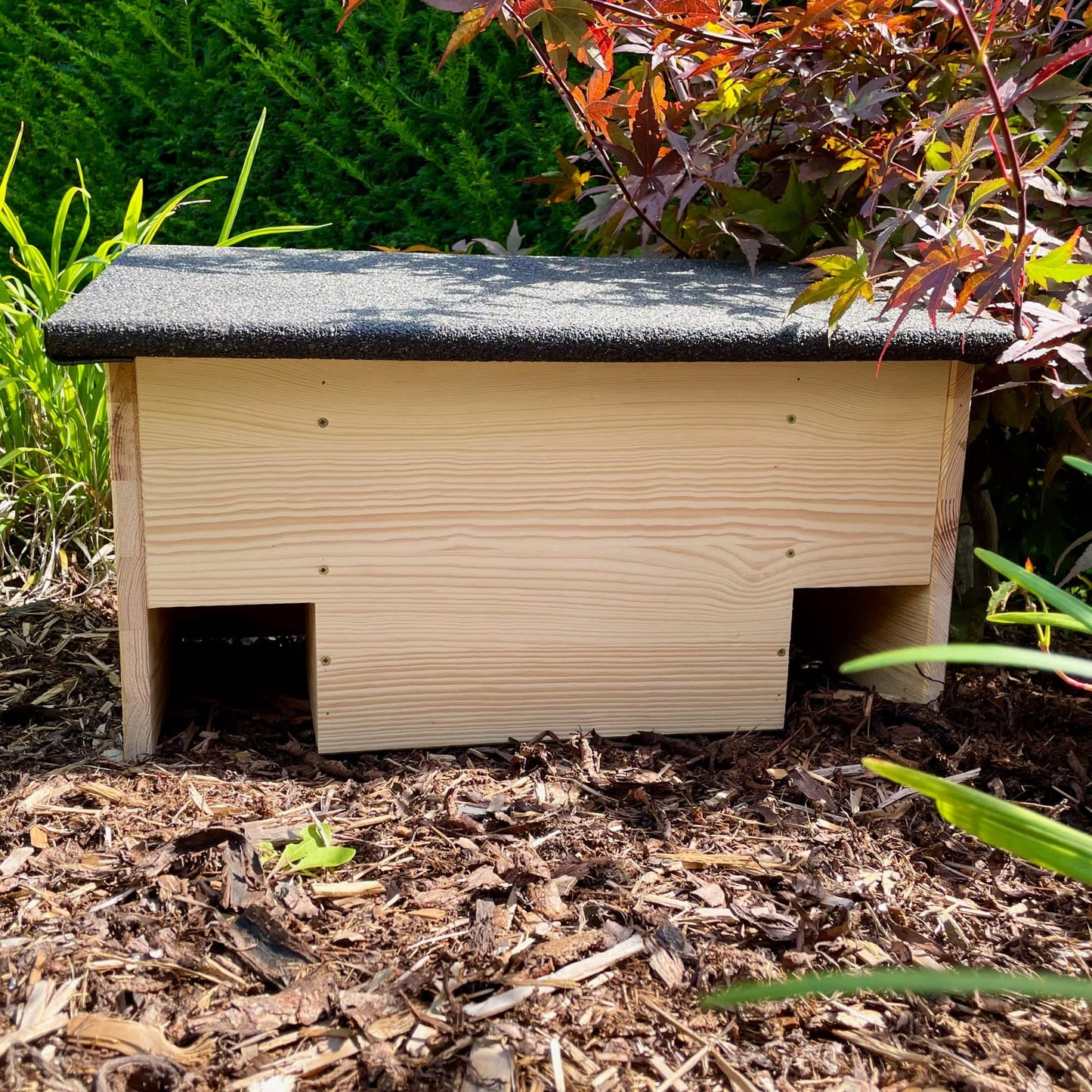 GROUND FLOOR Hedgehog feeding house without base made of solid wood/Hedgehog house winterproof, cat-safe/Hedgehog feeding house produced in Germany & made of certified wood/Hedgehog feeding spot