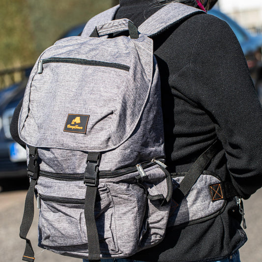 Campfire backpack with cooler compartment | grey | 20 liters insulated bag for BBQ, camping, beach, and outdoor activities | lunch bag for work and school | picnic bag, cooler bag, cool bag