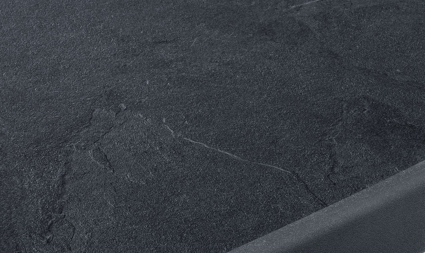 Winner 209/G Boulevard folding table with mecalit pro board Ø 86 cm, steel frame in iron gray, table top slate decor anthracite