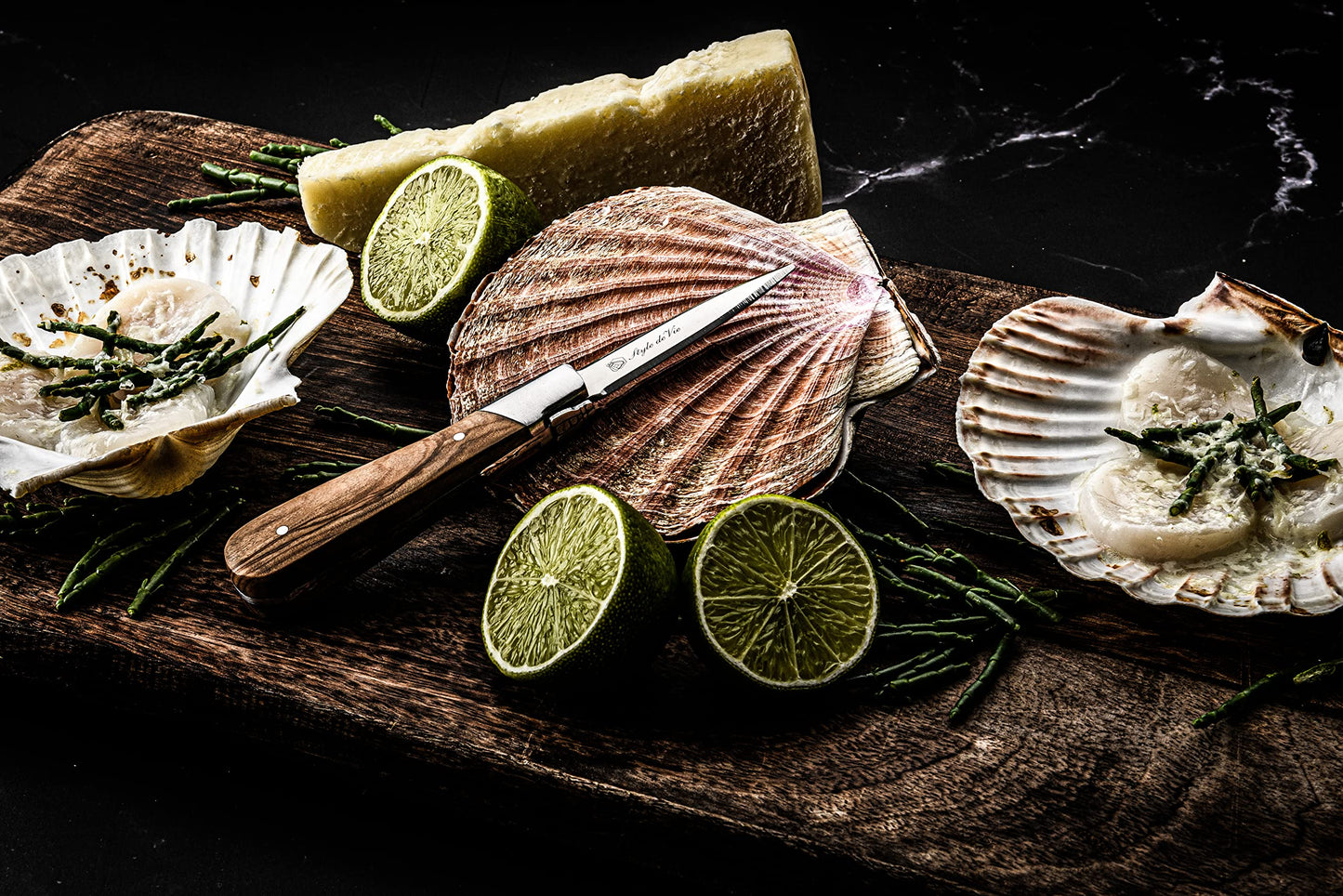Laguiole Style de Vie Luxury Line, Oyster Knife Gift Set, 2 pieces, Olive Wood