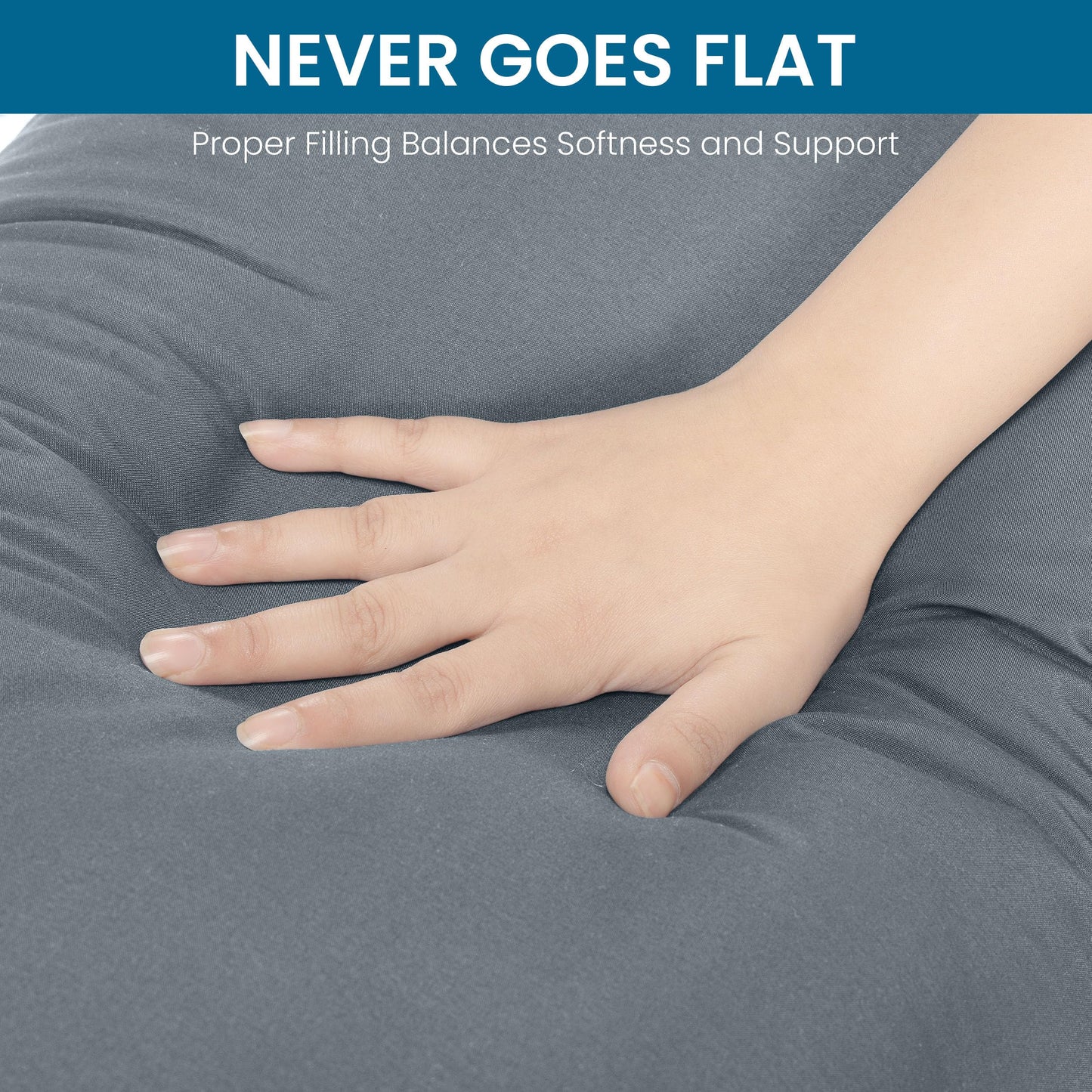 Utopia Bedding neck pillow, 50x135 cm body pillow, soft hollow fiber filling, long pregnancy pillow for maternity support and side sleepers (Grey)