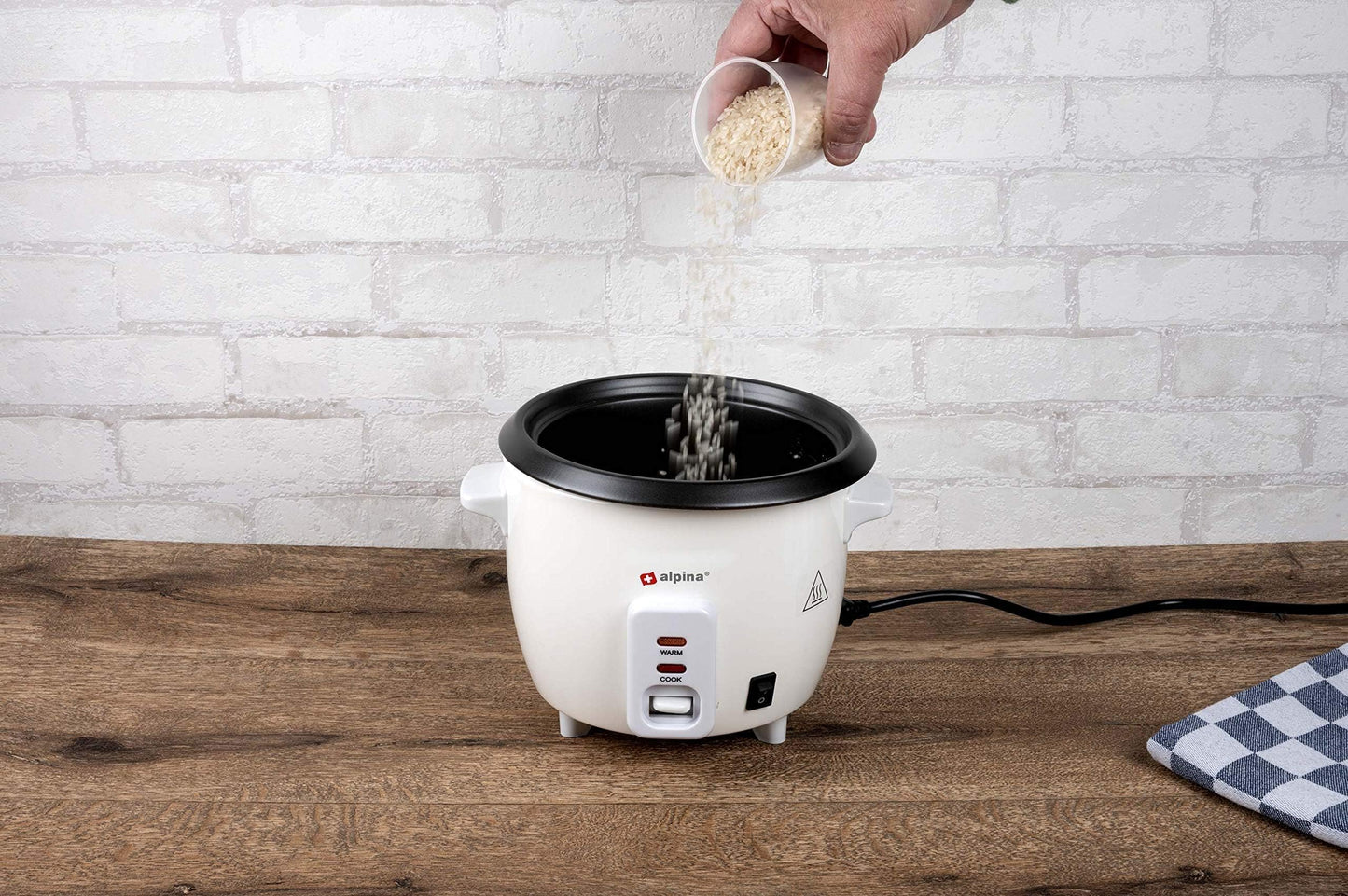 Alpina Rice Cooker - 0.6 liter - 300 watts - With cooking and keep warm indicator light - White
