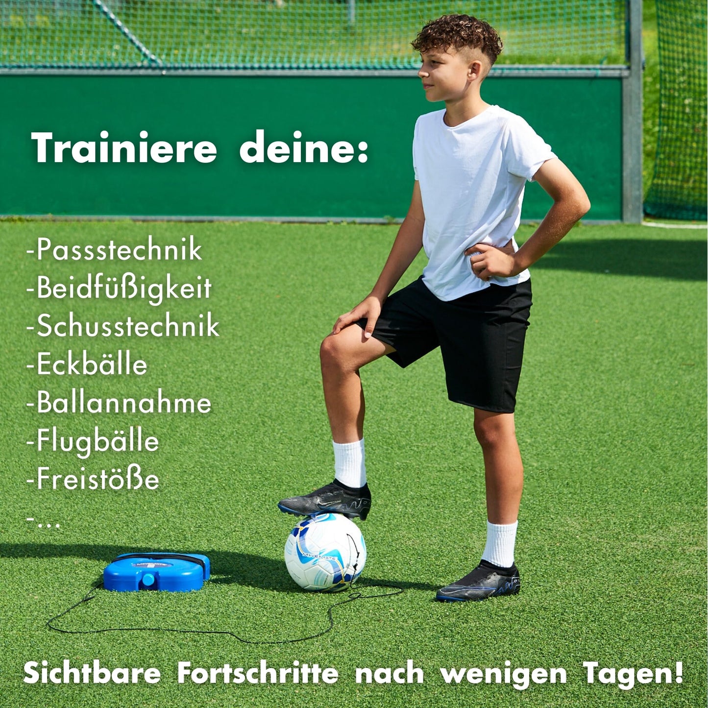 MOVEMATE® Soccer Training Set incl. Soccer Ball with String | Popular soccer gift for boys | Innovative outdoor training device for the garden, on the soccer field (For adults (420g ball)