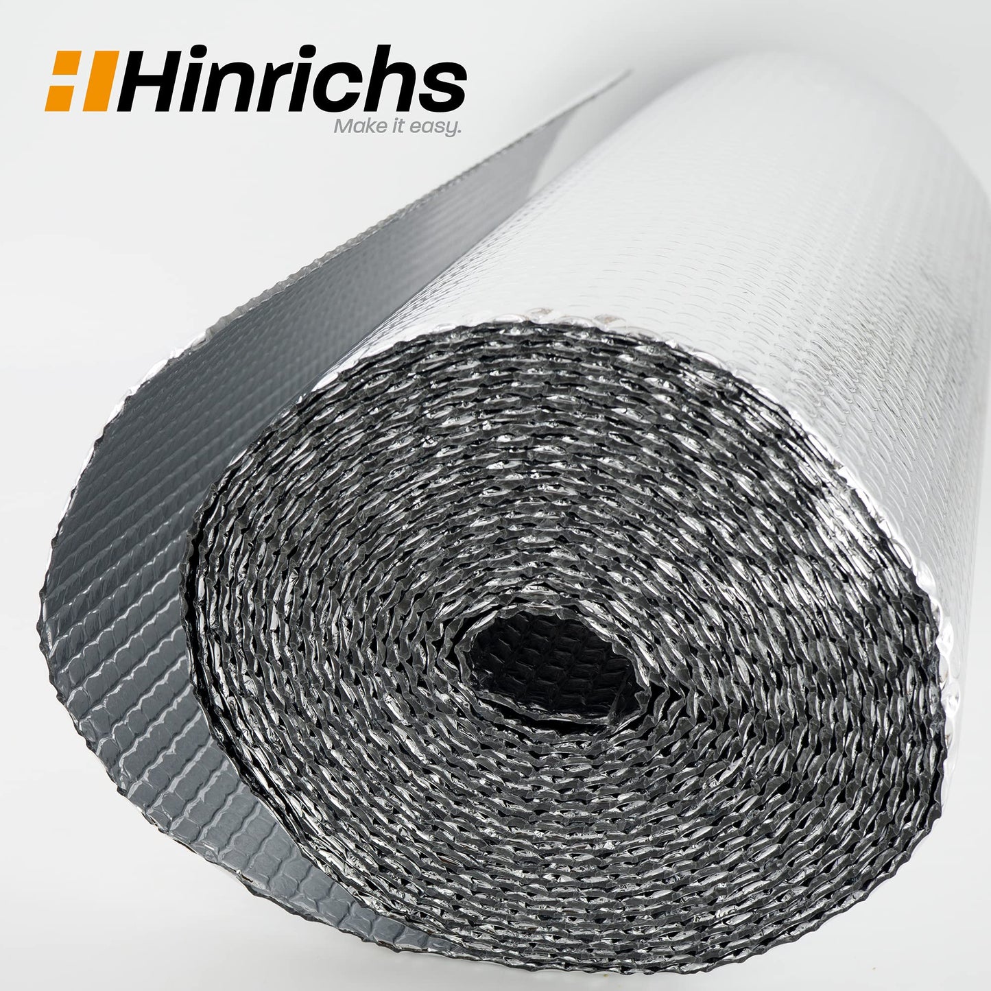 Hinrichs Insulation Foil 10m x 60cm - Thermal foil for windows, car, camping or pool - Perfect for thermal insulation, cold protection and blackout - Coated on both sides.