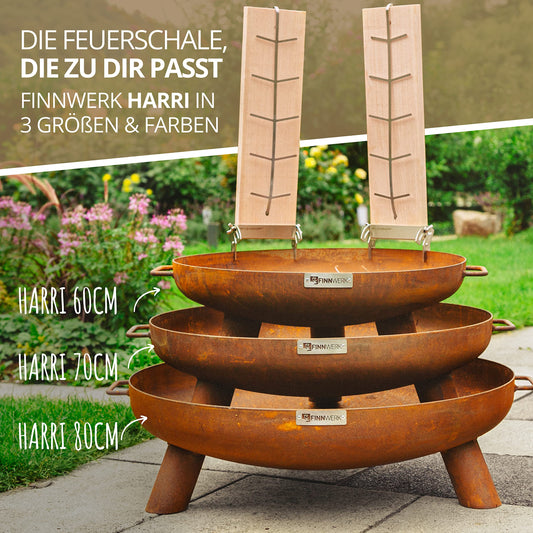 Finnwerk HARRI Fire Pit in Rust Optic 80 cm - Exclusive steel with elegant rust patina - Fire pit for the garden - Decorative and rustic - Fire pit cover available separately.