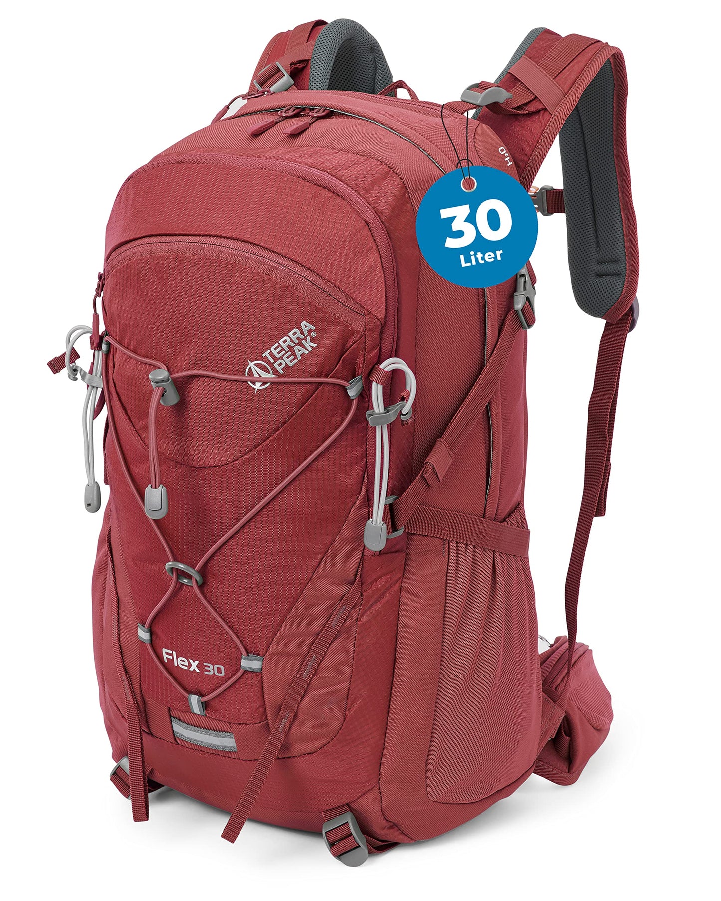 Terra Peak Hiking Backpack 30L Flex 30 Men Women red - Outdoor daypack for hiking - Lightweight waterproof daypack for sports activities - Ergonomic backpack with removable hip belt Adults