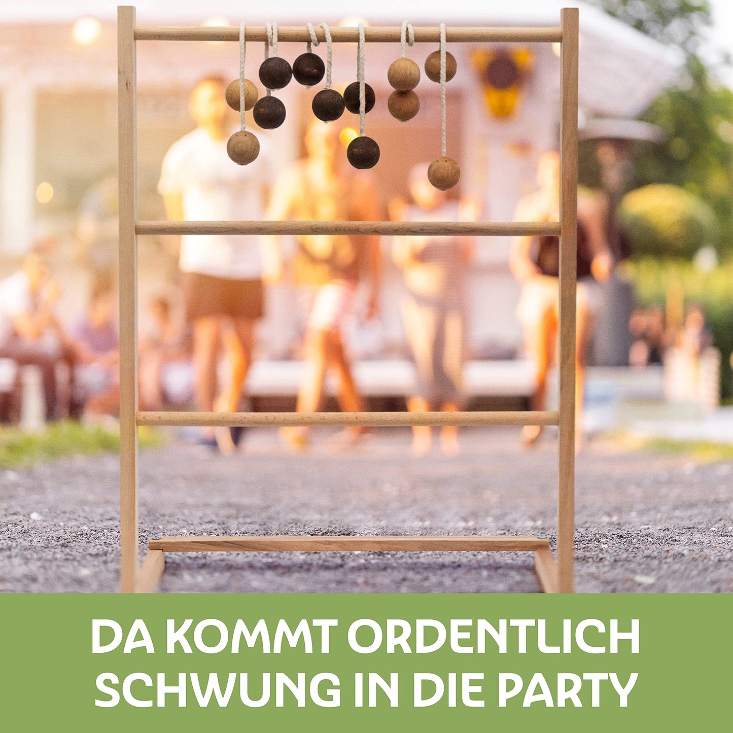 Ladder Golf Outdoor made of FSC® certified wood - Test VERY GOOD - Sturdy & Natural ladder game with 6 ladder golf balls - Outdoor throwing game for adults and children from 3 years - Made in EU.