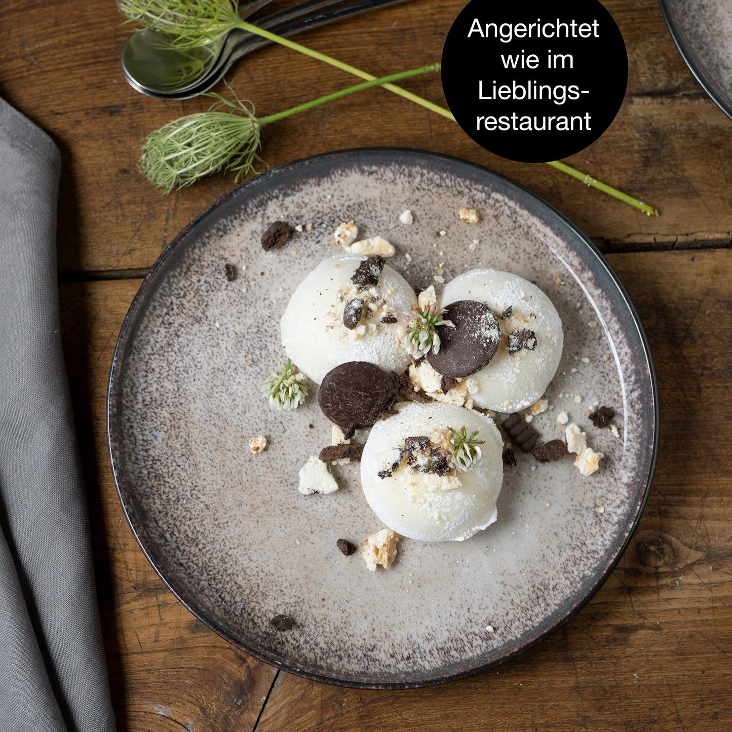 Moritz & Moritz LIFE 6-Piece Dessert Plate Set Beige - Stylish Porcelain Breakfast Plates, Cake Plates for 6 People - Dishwasher and Microwave Safe