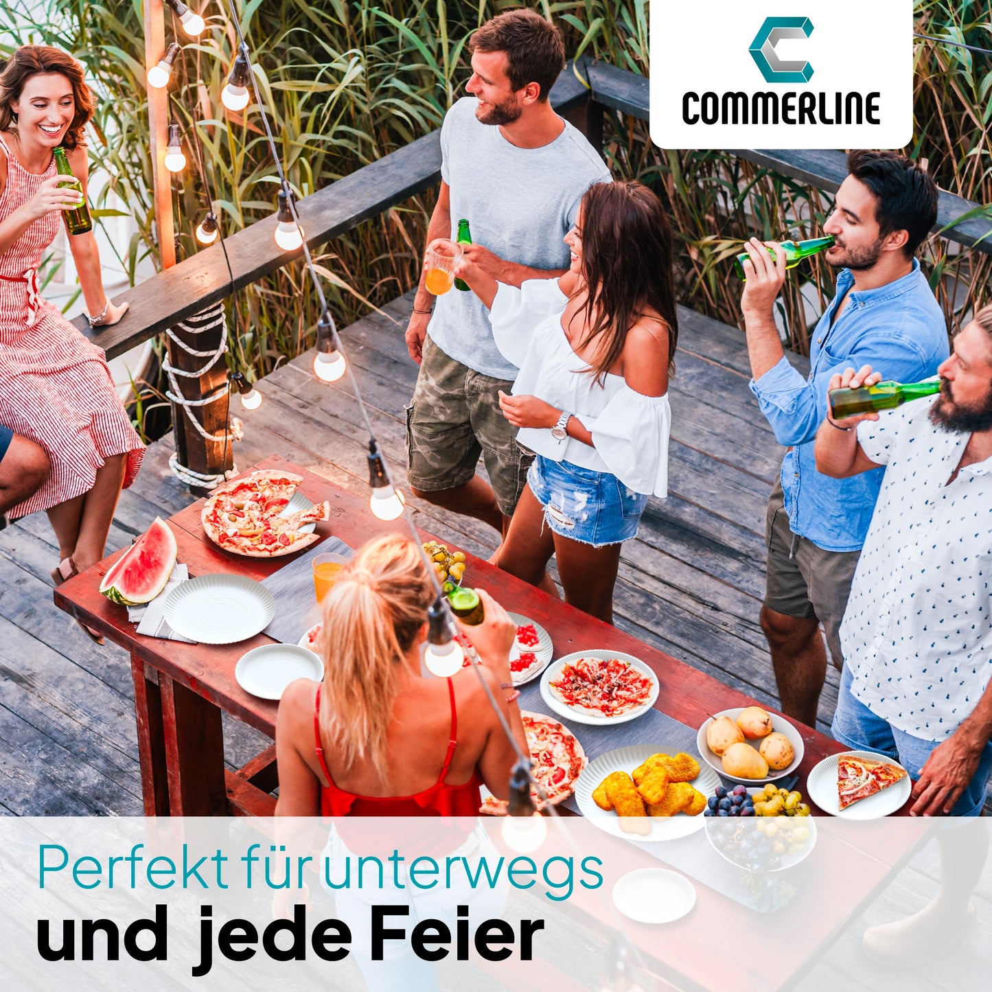 Commerline 200 Pack Round Paper Plates Ø28 cm | High-quality Disposable Plates for Cakes, Parties & Snacks | Disposable Tableware & Single-use Plates for Food, Birthdays & Catering