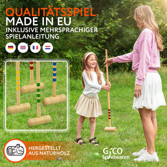 Quality croquet game for 6 players (100 cm adult size) with carrying bag - Good Toy (Award) - High-quality solid wood product for the whole family - Made in EU -3246