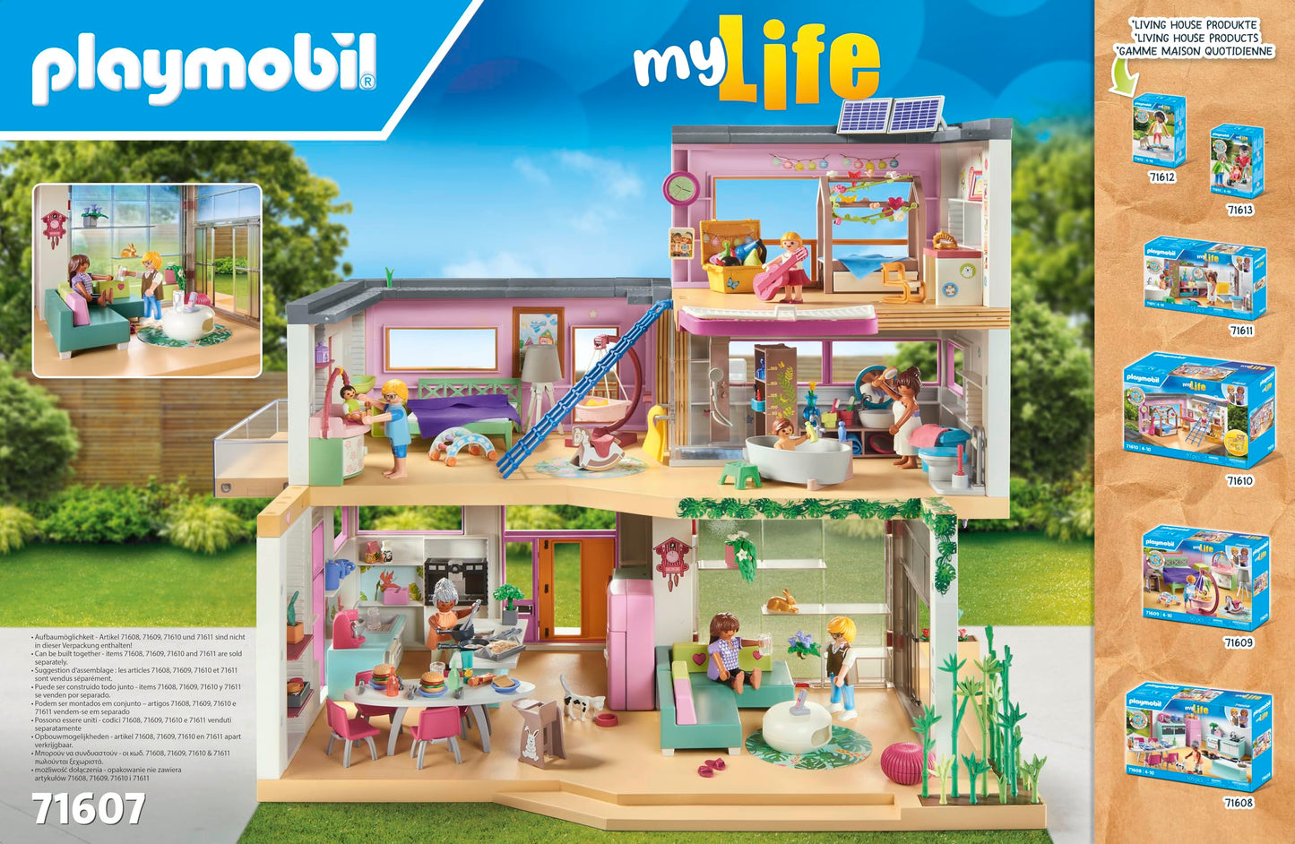 PLAYMOBIL MyLife 71607 House with Winter Garden, includes two figures and a sticker sheet, made from over 80% recycled and bio-based materials, diverse playset for kids ages 4 and up.