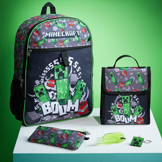 Minecraft backpack kids school bag set with lunch bag and pencil case, multicolored, one size, school bag set