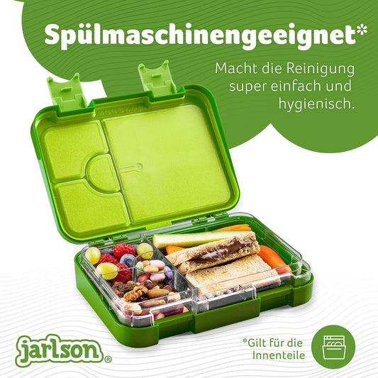 Jarlson® kids' lunch box with compartments - TONI lunchbox - leak-proof bento box for kindergarten and school - for girls and boys | snack box (dinosaur)