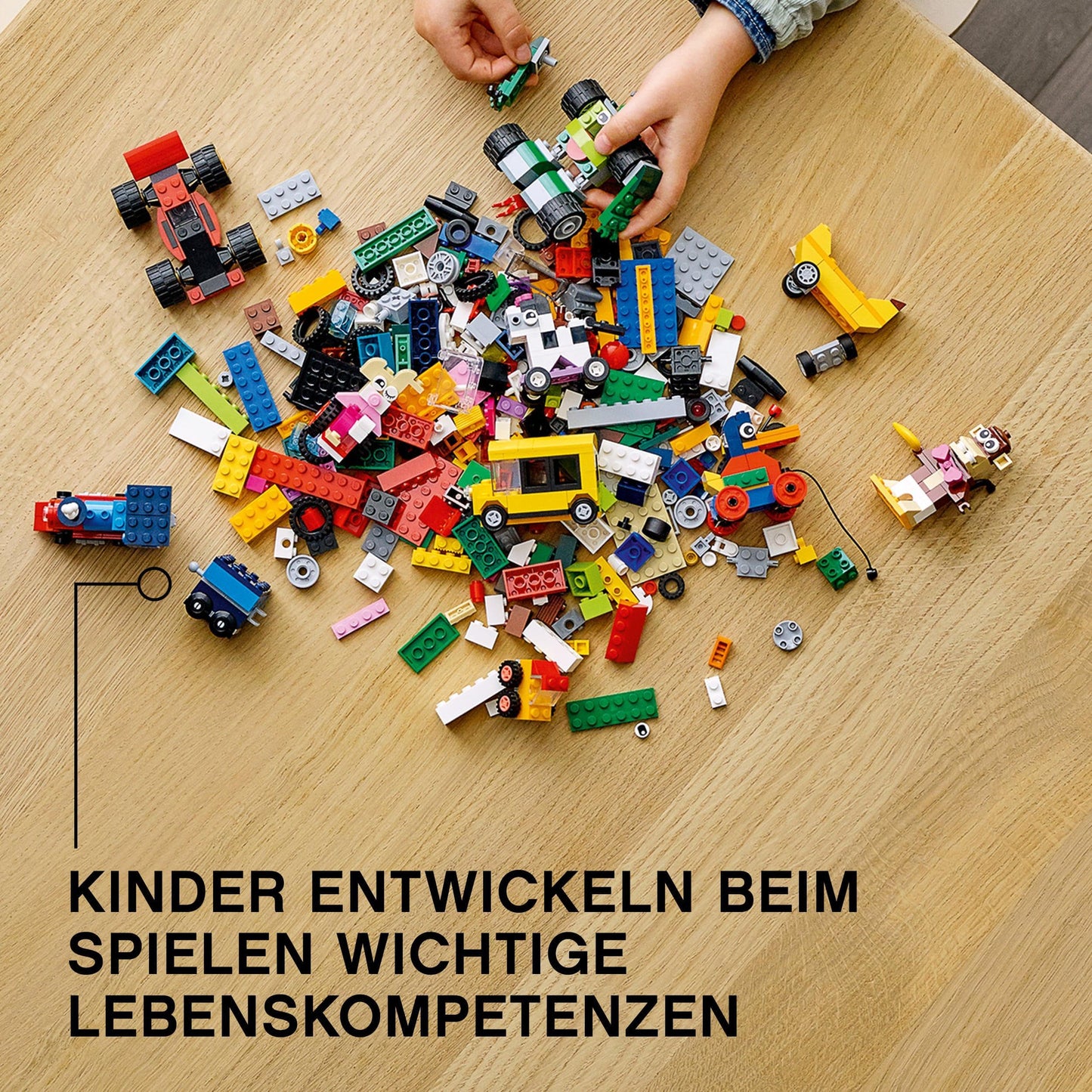 LEGO 11014 Classic Bricks Box with wheels, bricks, and more, build toy cars, trains, buses, robots, and more, toy for kids, boys, and girls aged 4 and up, gift idea.