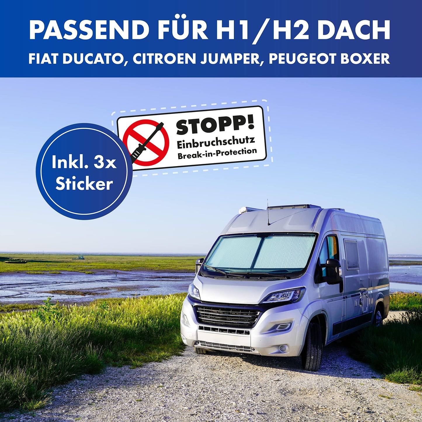 LAINFELD rear door lock | rear door anti-theft protection H1/H2 roof for e.g. FIAT Ducato, Citroen Jumper | Camping motorhome accessories | door security
