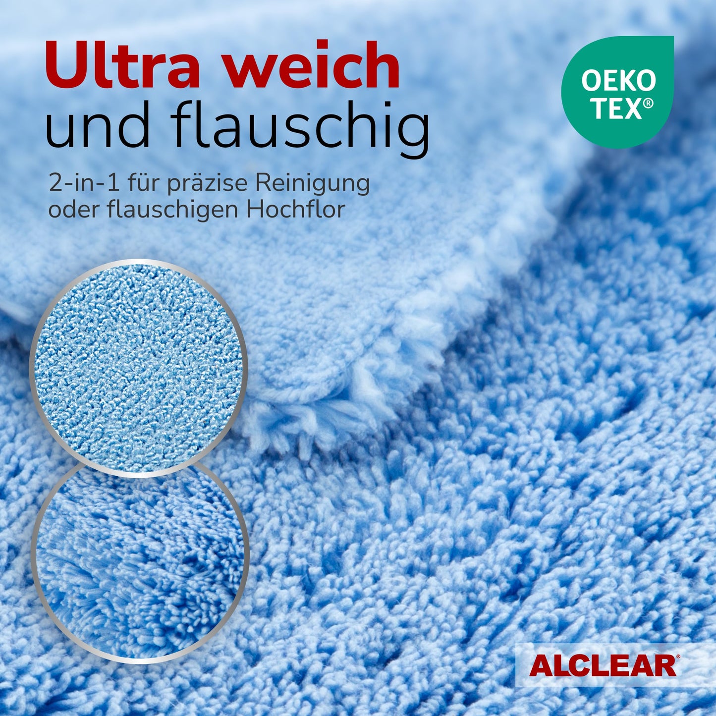 ALCLEAR 820203K_3 microfiber cloths 3-pack 40x40 cm - for high gloss kitchen, furniture fronts, varnish, plastic, glass, lint-free, streak-free, ultrasonically cut, can be used damp, washable 60° C