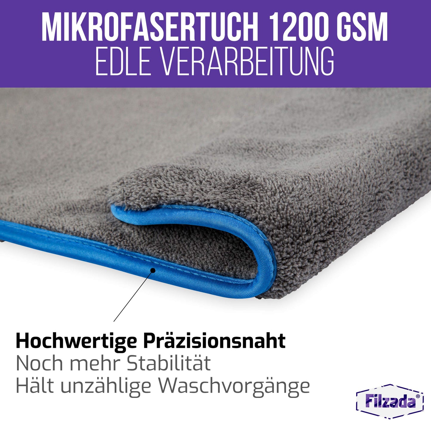 Filzada® 5x Gentle Microfiber Towel for Cars with 1200 GSM - Incredible Absorbency and Lint-Free Thanks to Extremely Soft Microfiber - Car Polishing Cloths for Professional Auto Care in 42x48cm (3)