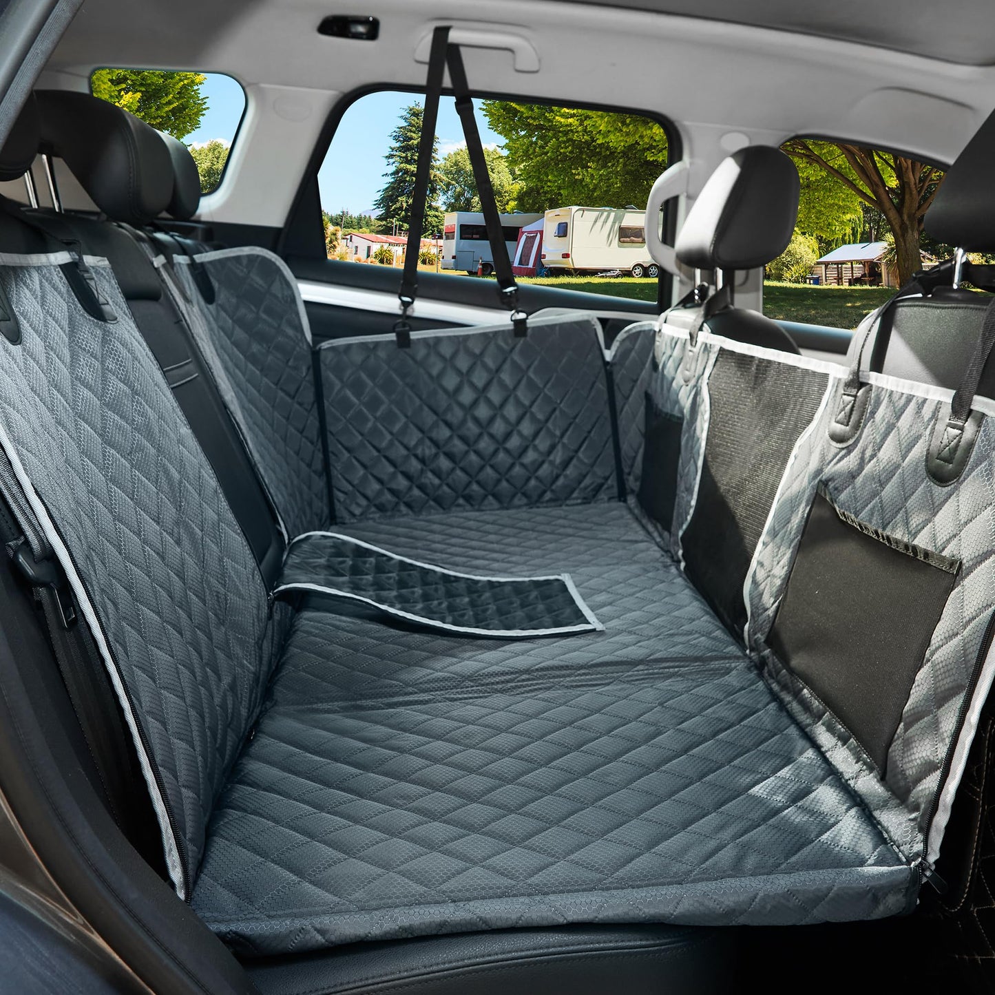 ANOSOSPECIAL Dog Car Seat Cover with Hard Bottom, Dog Car Seat Cover Backseat Waterproof Scratch-resistant Non-slip, Dog Car Seat Cover Widened Gray