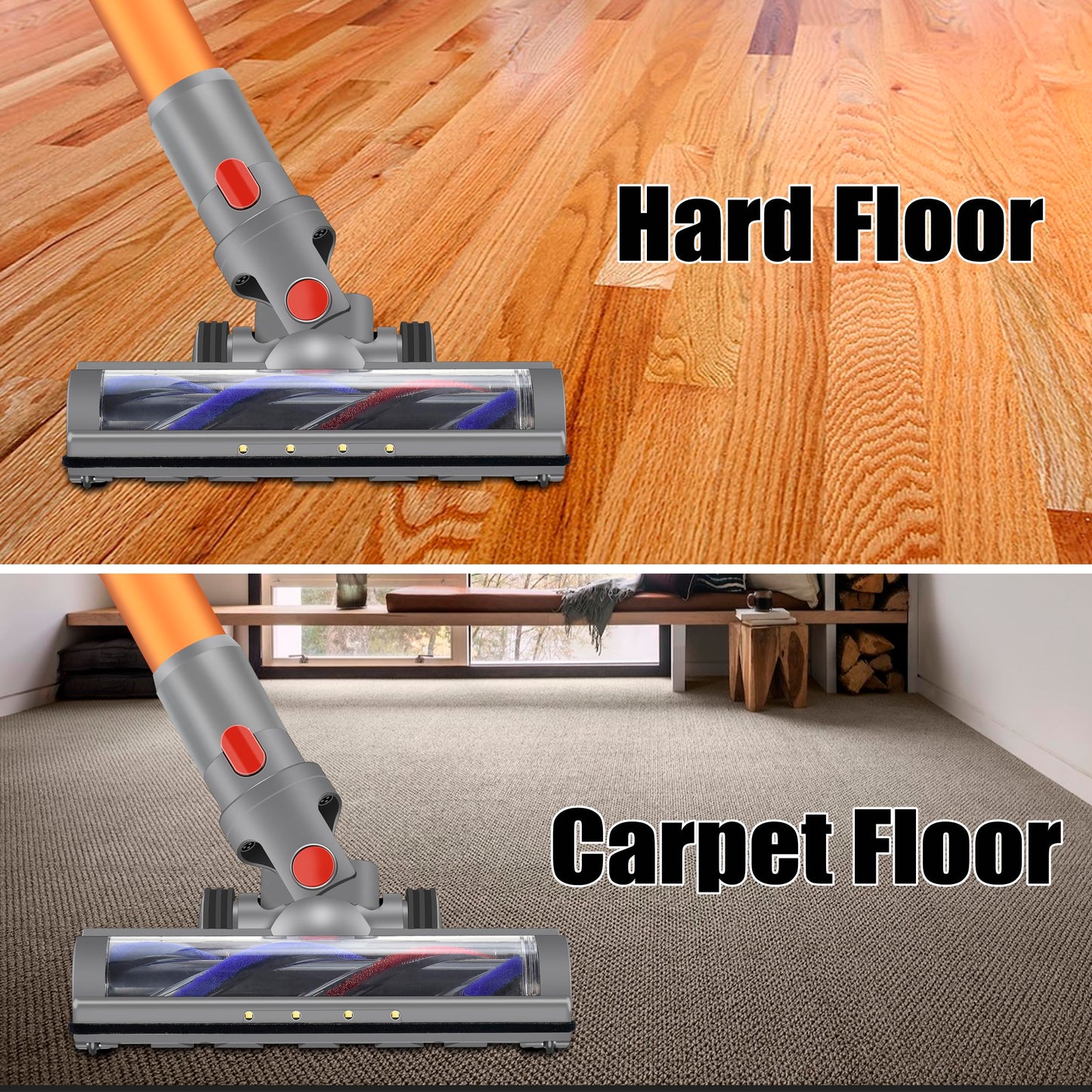 Italdos turbine nozzle electric brush compatible with Dyson V7 V8 V10 V11 V15 with motorized roller suitable for carpet, parquet, and hard floors automatic LED light.