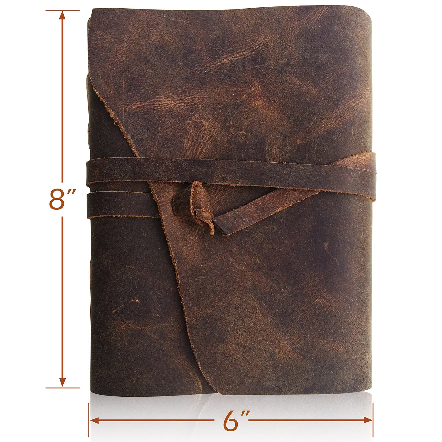 Moonster Leather Notebook Journal - Antique leather bound notebook for writing - Blank Paper 20x15cm - great for art, as a sketchbook, or travel journal