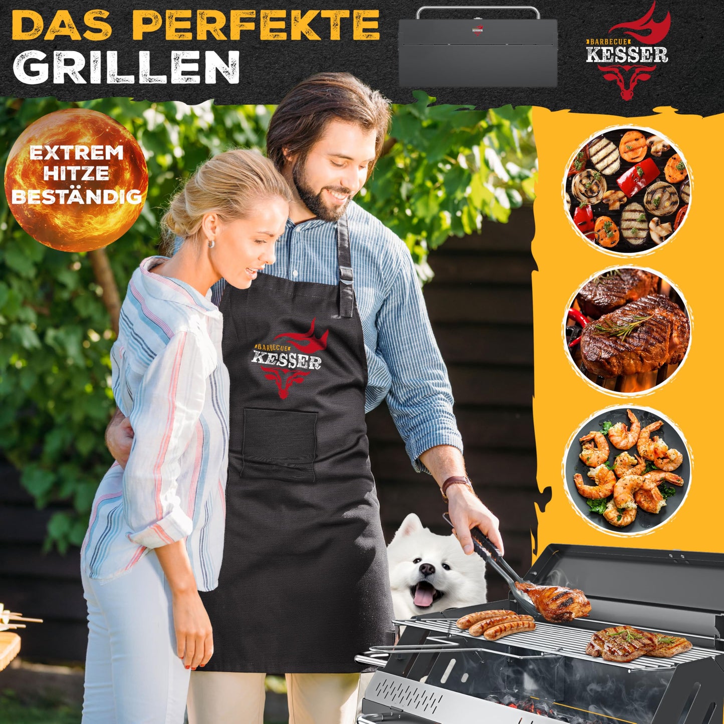 KESSER® Folding Grill portable Camping Grill with stand | Charcoal grill made of powder-coated steel including grill grate, grill mat & carrying bag | Foldable BBQ ideal for camping, picnics & fishing