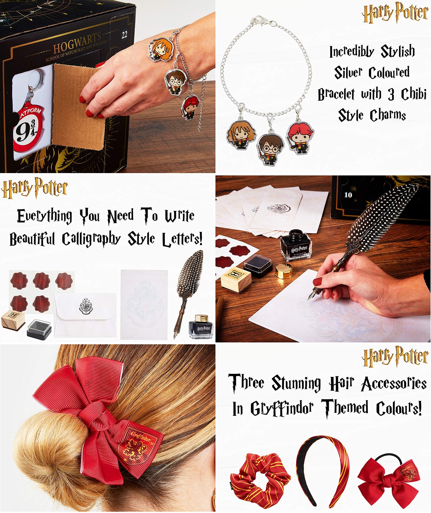 Harry Potter Advent Calendar 2025 Children, countdown calendar with 24 surprises, jewelry, hair accessories for girls, stationery set, gift idea (Black cube)
