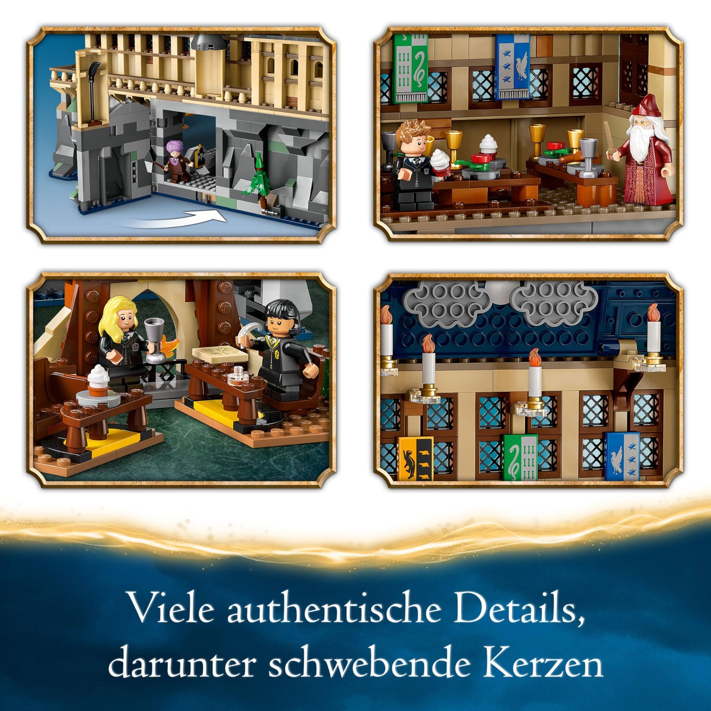 LEGO Harry Potter Hogwarts Castle: The Great Hall, wizard collectible toy with 11 minifigures including Hermione Granger, magical gift for boys and girls 76435