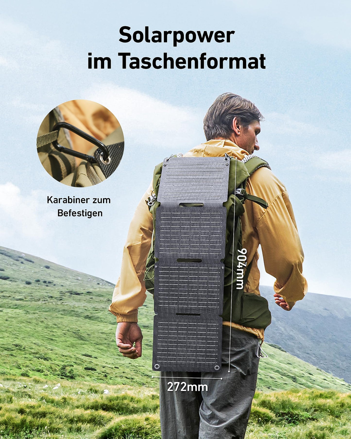 Anchor SOLIX PS30 Folding Solar Panel 30W, portable outdoor solar charger, IP65 Waterproof, fast charging for 2 devices simultaneously, for camping, hiking, outdoor.