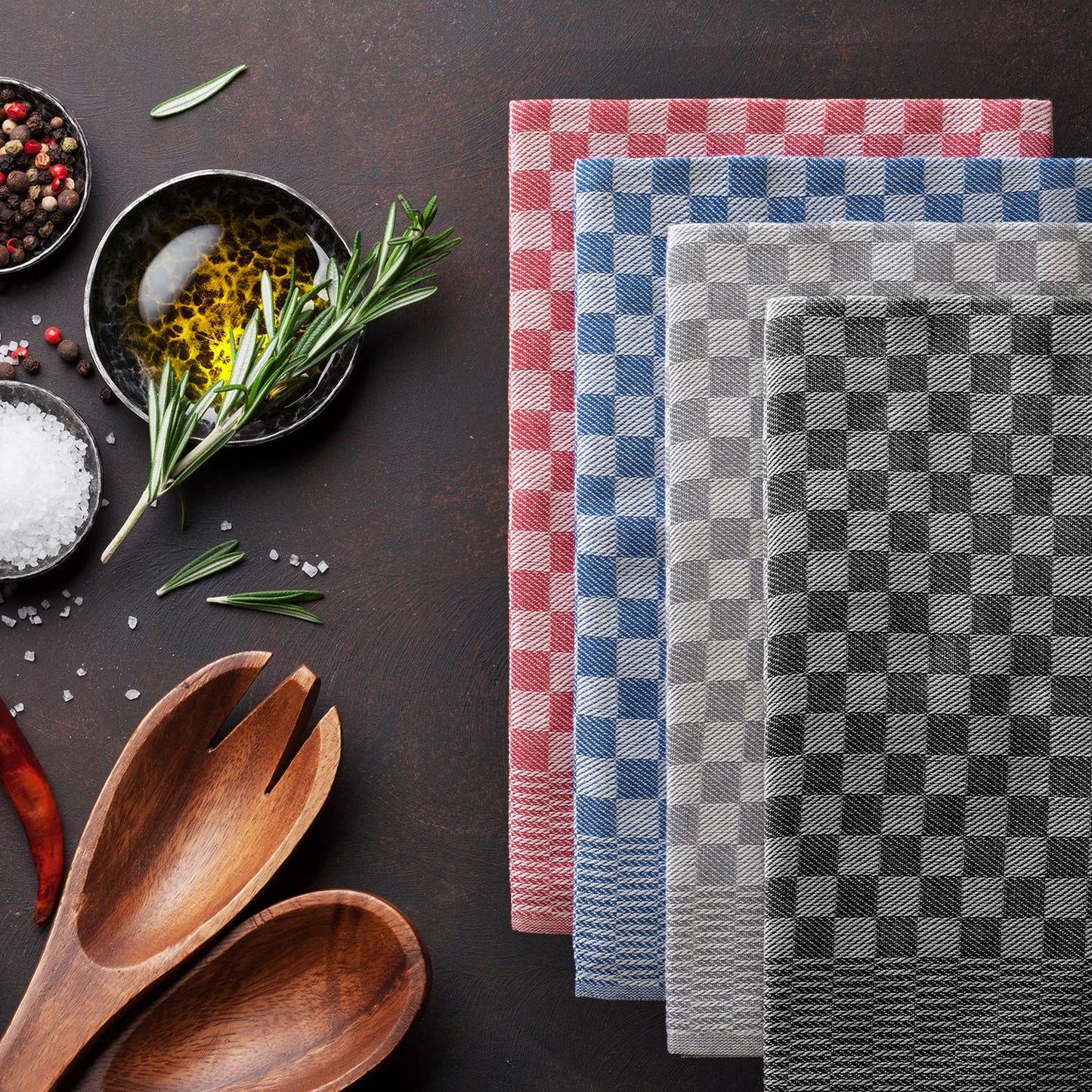Blumtal Dish Towels Cotton 50x70 cm in a Set of 10 - Oeko-TEX certified Kitchen Towels - extremely absorbent Dish Towels - Kitchen towels washable at 95 °C - Dish Towels Red-White Checkered
