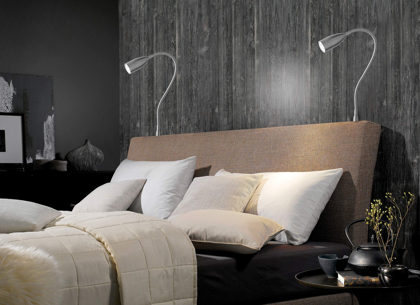 Fischer & Honsel | Bedside lamp Flex, Sten | dimmable with gesture control | 1x LED 5 Watt, 3000 Kelvin, 420 Lumens | Energy Efficiency Class: G | 30702, Silver