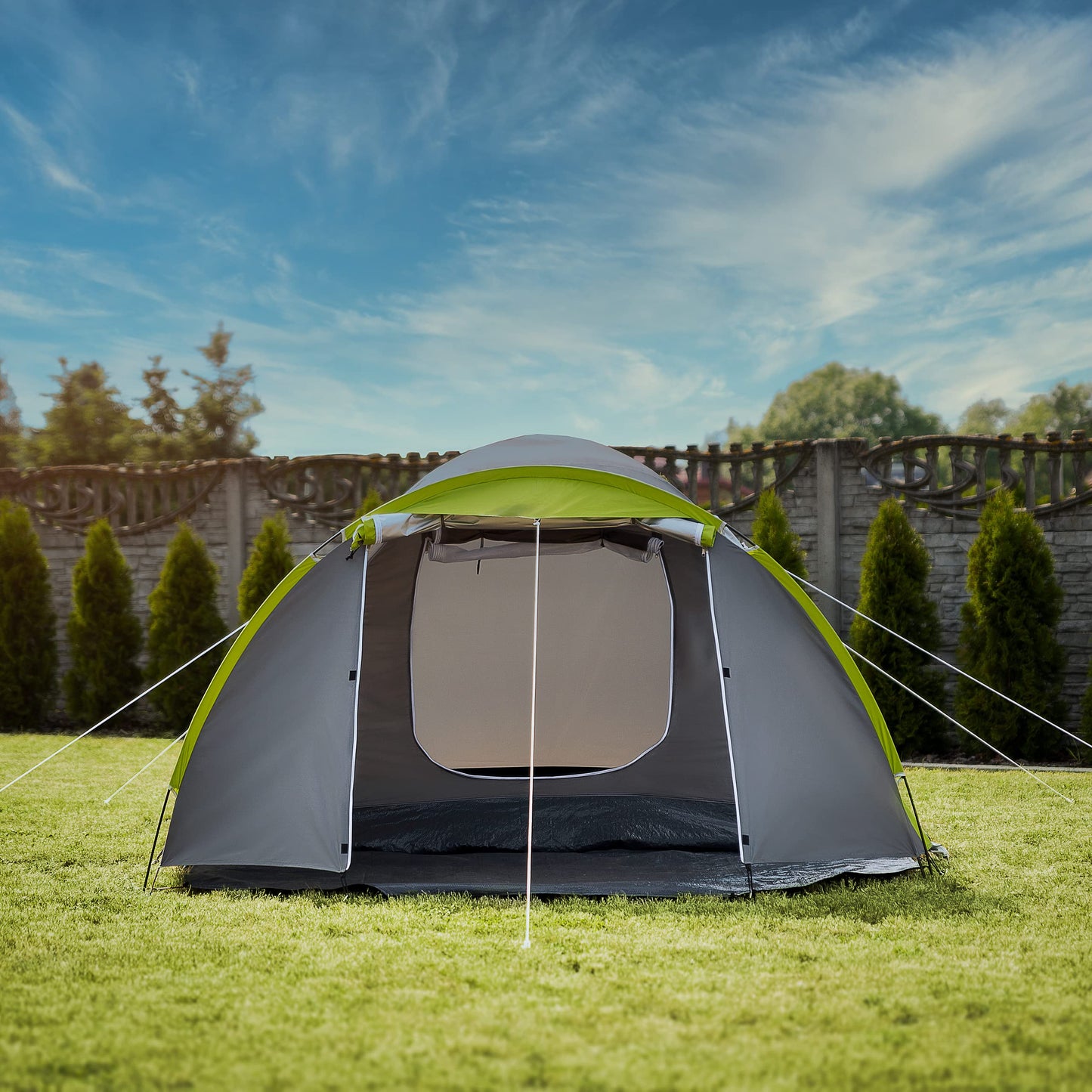 Campela 3 4 person tent waterproof 3000mm with vestibule & mosquito net - camping tent family tent for outdoor, festival, hiking, vacation - quick setup tunnel tent with ventilation