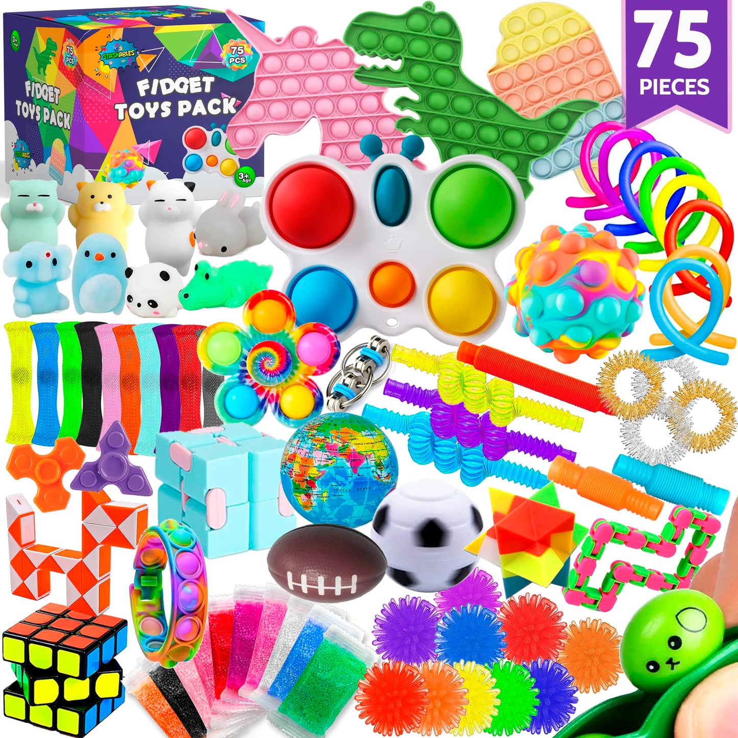 75 pieces Fidget Toys for Kids, Party Favors, Children's Birthday Party Gifts, Classroom Prizes, Stress Relief, Treasure Chest, Pop Its Toys for Autistic and ADHD, Small Gifts.