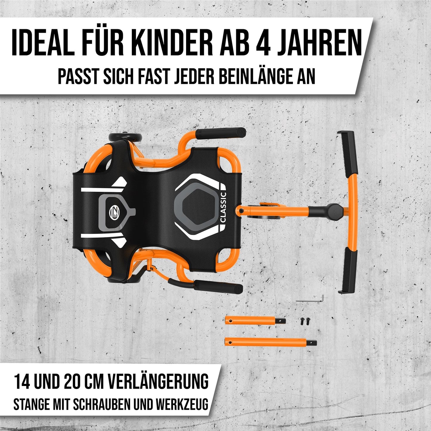 EzyRoller Classic X: children's vehicle for ages 4 to 14. Trike scooter with three wheels, providing fun and excitement for kids.