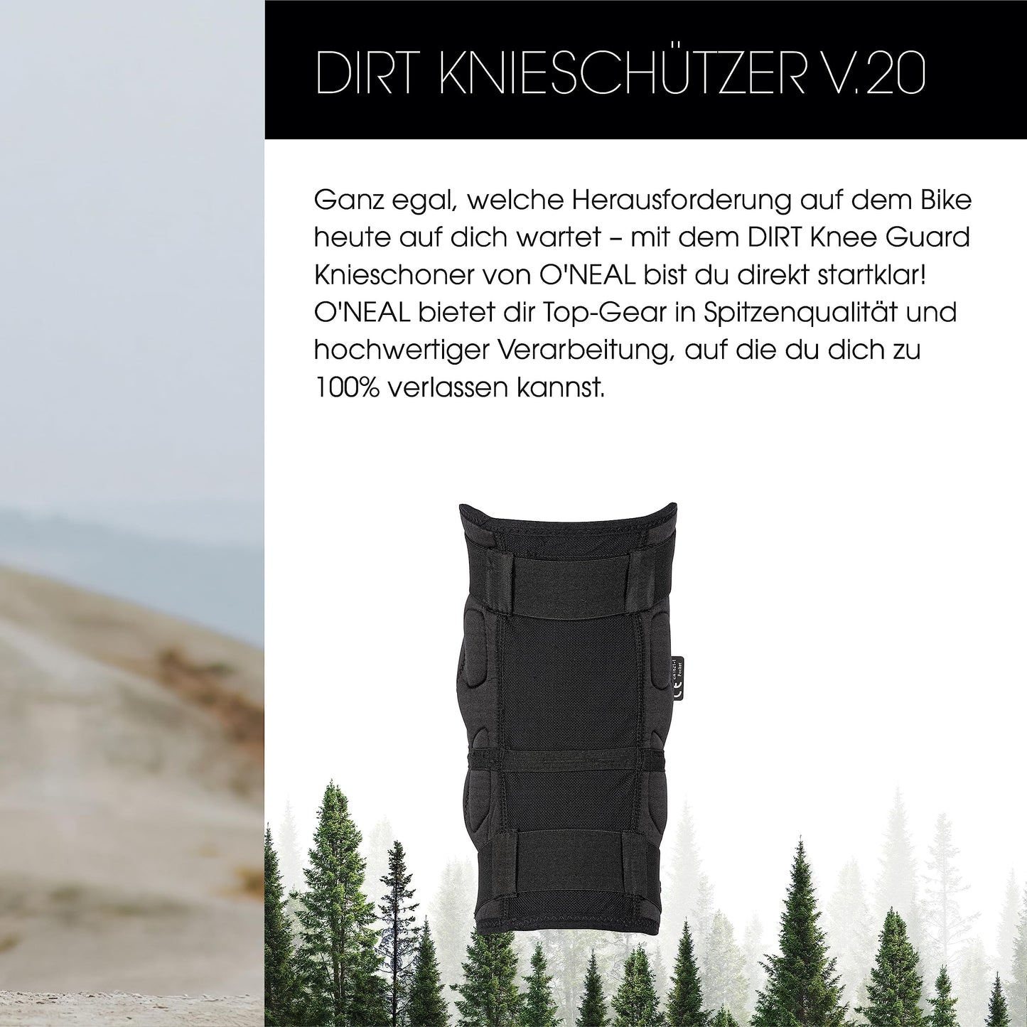 O'NEAL | Knee Protector | BMX Mountain Bike Downhill | IPX® impact protection made of polyurethane, Lightweight Design, Abrasion-resistant material | Dirt Knee Guard | Adult | Black White | Size S